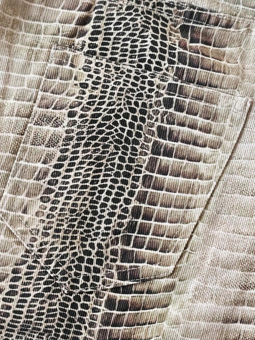 Wide Leg Snakeskin Print Pants - Beige - Picture 6 of 8